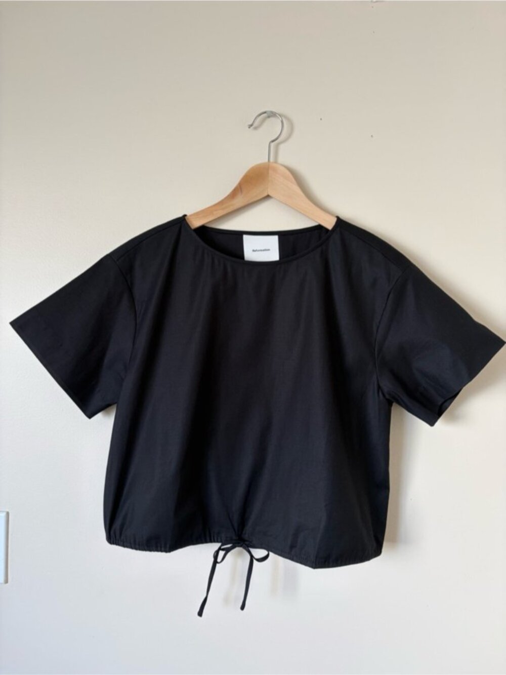 NEW Reformation Jordan Two Piece Short Sleeve Skirt Set Cotton Black | US 0 UK 4 - Picture 8 of 14